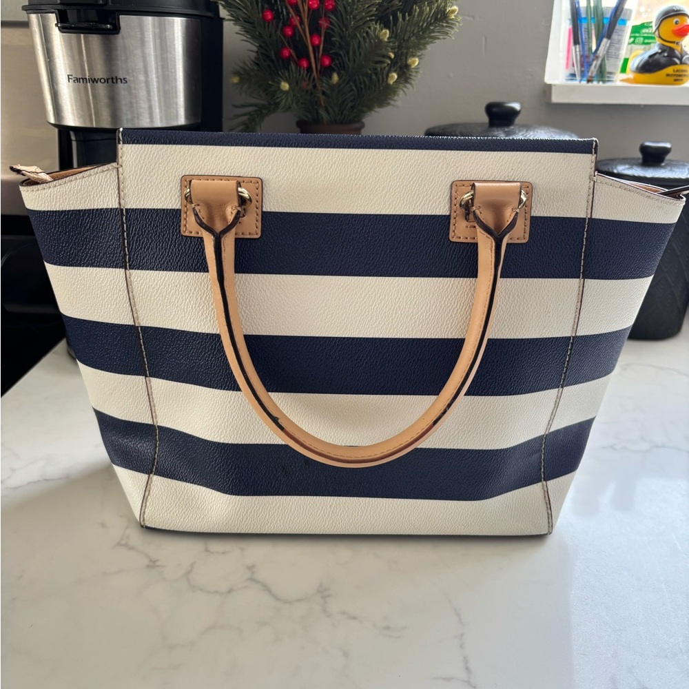 Kate Spade New York Navy Cream Striped Tote Bag - Picture 2 of 9